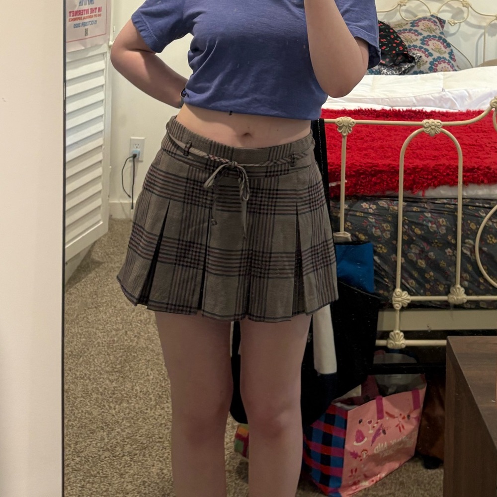 Light Brown Plaid Skort